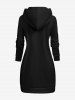 Gothic Skulls Heart Lovers Print Pocket Drawstring Valentines Pullover Hoodie -  