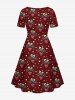 Gothic Skulls Skeleton Heart Lovers Print Cinched A Line Valentines Dress -  