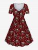 Gothic Skulls Skeleton Heart Lovers Print Cinched A Line Valentines Dress -  