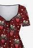 Gothic Skulls Skeleton Heart Lovers Print Cinched A Line Valentines Dress -  