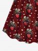 Gothic Skulls Skeleton Heart Lovers Print Cinched A Line Valentines Dress -  