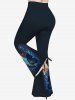 Plus Size Glitter Sparkling Butterfly Galaxy Light Beam Print Pull On Flare Pants -  