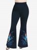 Plus Size Glitter Sparkling Butterfly Galaxy Light Beam Print Pull On Flare Pants -  