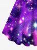 Robe de Soirée Brillante 3D Etoile Galaxie Imprimée Grande Taille à Paillettes - Pourpre  XS