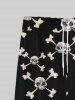 Pantalon de Survêtement avec Cordon de Serrage à Imprimé Squelette et Crâne pour Hommes Style Gothique - Noir 8XL