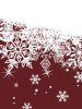 Ensemble de Haut de Noël Croisé à Imprimé Flocon de Neige à Manches Longues à Col Oblique et de Camisole Simple - Rouge foncé S
