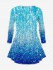Christmas Ball Snowman Flower Ombre Sparkling Sequin Glitter 3D Printed Long Sleeve T-shirt and Leggings Plus Size Matching Set -  