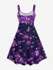 Plus Size Valentine's Day Heart Stars Moon Sparkling Sequin Glitter Buckle Belt 3D Print Tank Party Dress -  