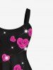 Plus Size Valentine's Day Rose Flowers Heart Glitter Sparkling Sequin 3D Print Tank Dress -  