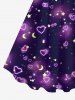 Plus Size Valentine's Day Heart Stars Moon Sparkling Sequin Glitter Buckle Belt 3D Print Tank Party Dress -  