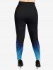 Plus Size Colorblock Ombre Glitter Sparkling Sequin 3D Print Leggings -  