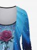 Plus Size Ombre Colorblock Rose Flower Butterfly Glitter Sparkling Sequin 3D Print 2 In 1 T-shirt -  