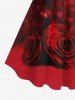 Plus Size Valentine's Day Rose Flower Heart Lips Glitter Buckle Belt 3D Print Tank Dress -  