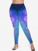 Plus Size Galaxy Tie Dye Ombre Mandala Floral Graphic Print Leggings -  