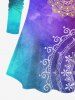Plus Size Galaxy Tie Dye Ombre Mandala Floral Graphic Print Long Sleeve T-shirt -  
