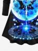 Plus Size Galaxy Star Moon Cross Magic Rose Flowers Plaid Glitter Sparkling Sequin 3D Print T-shirt -  