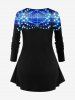 Plus Size Galaxy Star Moon Cross Magic Rose Flowers Plaid Glitter Sparkling Sequin 3D Print T-shirt -  
