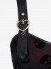 Plus Size Skulls Flocking Mesh Layered Lace Up PU Leather Grommets Heart Buckle Tank Top -  