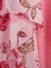 Haut Asymétrique à Bretelle Fleur et Feuille Imprimées Panneau en Mousseline de Grande Taille - Rose clair L | US 12