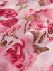 Haut Asymétrique à Bretelle Fleur et Feuille Imprimées Panneau en Mousseline de Grande Taille - Rose clair L | US 12