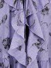 Haut Fleur et Chaîne Imprimées Panneau en Laitue de Grande Taille à Volants - Pourpre  L | US 12