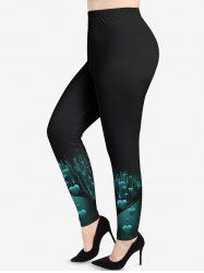 Plus Size Valentine's Day Heart Colorblock Glitter Tassel 3D Print Leggings -  