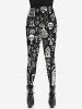 Gothic Skulls Flower Tree House Print Skinny Leggings -  