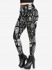 Gothic Skulls Flower Tree House Print Skinny Leggings -  