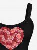 Robe débardeur imprimée 3D avec ceinture à boucle florale en forme de cœur et de rose, grande taille, pour la Saint-Valentin - Rouge L