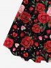 Robe débardeur imprimée 3D avec ceinture à boucle florale en forme de cœur et de rose, grande taille, pour la Saint-Valentin - Rouge 3X