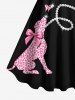 Plus Size Valentine's Day Heart Bowknot Dog Butterfly Pearl Chain Glitter 3D Print Tank Dress -  