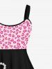 Plus Size Valentine's Day Heart Bowknot Cat Butterfly Pearl Chain Glitter 3D Print Tank Dress -  
