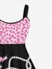 Robe Débardeur Perlé 3D Papillon Cœur Imprimés de Grande Taille à Paillettes - Rose clair 6X
