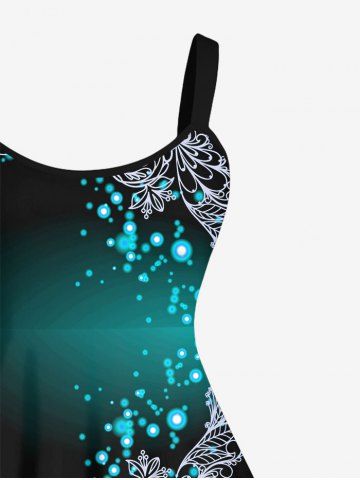 Plus Size Glitter Light Beam Phoenix Stars Print Ombre A Line Tank Dress