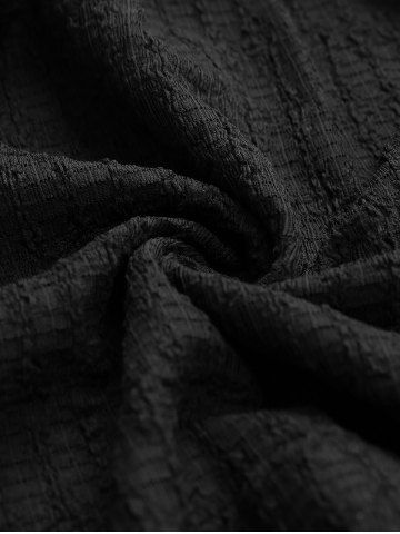 Plus Size Lace Up Lace-trim Buckle Grommet Textured Handkerchief Solid Tank Top