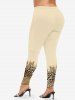 Plus Size Leopard Sparkling Sequin Glitter 3D Print Leggings -  