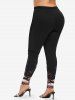 Plus Size Galaxy Moon Star Cloud Sparkling Sequin Glitter 3D Print Leggings -  