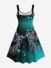 Plus Size Glitter Light Beam Phoenix Stars Print Ombre A Line Tank Dress -  