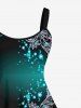 Plus Size Glitter Light Beam Phoenix Stars Print Ombre A Line Tank Dress -  