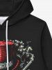 Gothic Rose Flowers Hat Skull Skeleton Claw Guns Print Pockets Drawstring Fleece Lining Hoodie For Men -  
