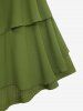 Plus Size Floral Chain Decor Ruffles Ruched Layered Solid Chiffon Tank Top -  