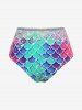 Ensemble de Tankini Sirène Noué à Paillettes de Grande Taille à Volants 3 Pièces - Bleu 5x | US 30-32