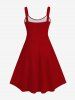 Plus Size 3D Glitter Rhinestone Heart Bowknot Print A Line Tank Dress -  