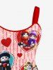 Plus Size Valentine's Day Heart Cats Colorblock Stripe Glitter 3D Print Tank Dress -  