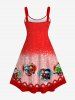 Plus Size Valentine's Day Heart Cats Colorblock Stripe Glitter 3D Print Tank Dress -  