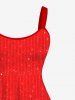 Plus Size Valentine's Day Heart Cats Colorblock Stripe Glitter 3D Print Tank Dress -  