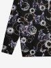Gothic Cat Sun Moon Print Fleece Lining Pocket Drawstring Pullover Hoodie For Men -  