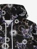 Gothic Cat Sun Moon Print Fleece Lining Pocket Drawstring Pullover Hoodie For Men -  