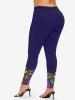 Plus Size Mask Sparkling Sequin Glitter 3D Print Leggings -  