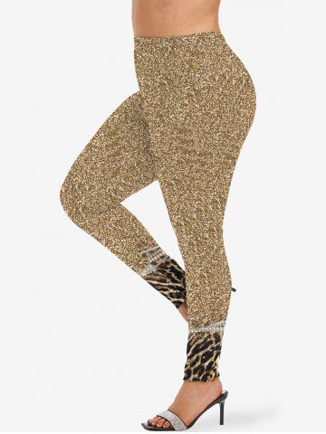 Glitter Print Brown Plus Size Leggings